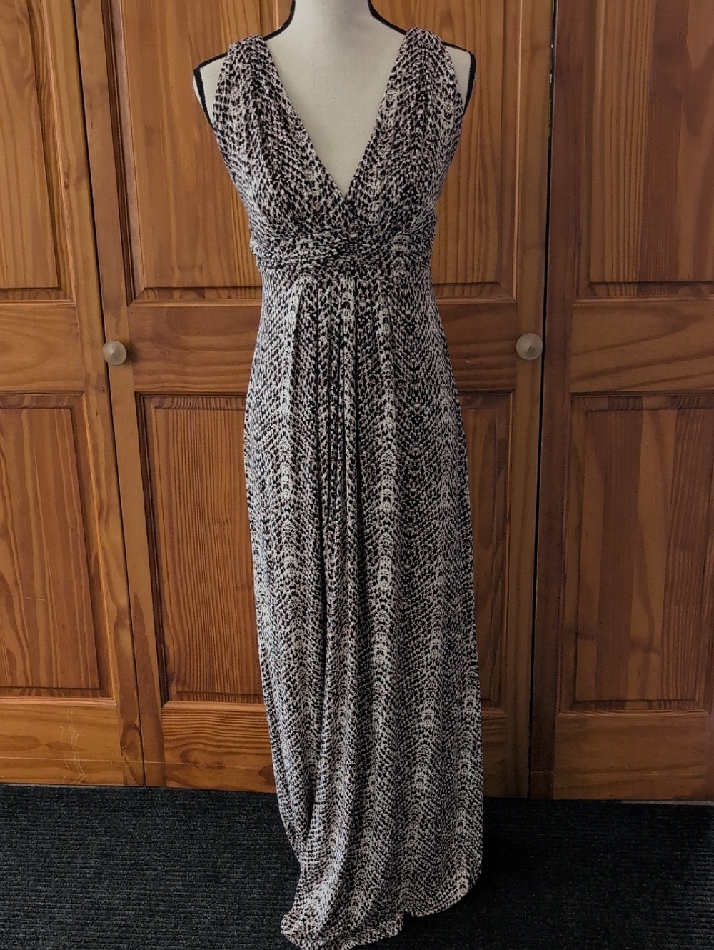 Tart Black/Brown/Cream Printed Sleeveless Maxi Dress L M509